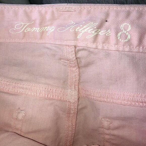 TOMMY HILFIGER Womens Mid Rise Stretch Denim Pink Casual Jean Shorts Sz 8 - Picture 6 of 6